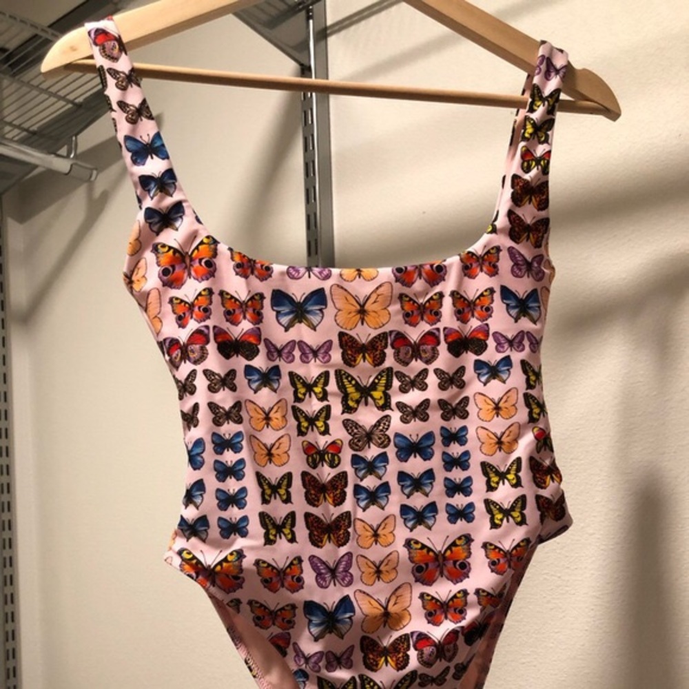 Versace Pink Butterfly Bathing Suit Size 00 NWT